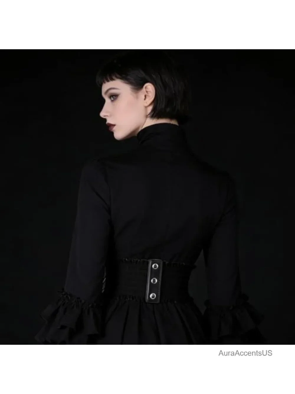 Vintage Faux Leather Corset Belt Sides Lace-up Underbust Wide Elastic Waist